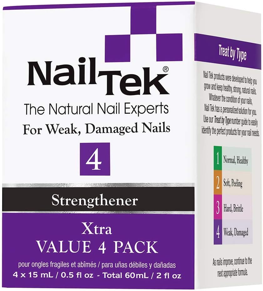 Pro Pack Nail Tek Xtra 4 For Weak and Damaged Nails, resistant nails highly effective treatment designed for nails resistant to conventional therapies - Value 4 x 0.5oz/15ml by Nail Tek
