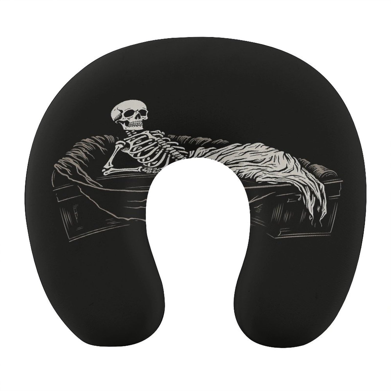 Adfgyerh Style Skeleton In The Coffin U-Shaped Pillow，Memory Foam Pillow Core，Cushion ，Provide Neck Support ，Travel Pillow，Suitable For Airplanes, Cars, Homes, And Offices.