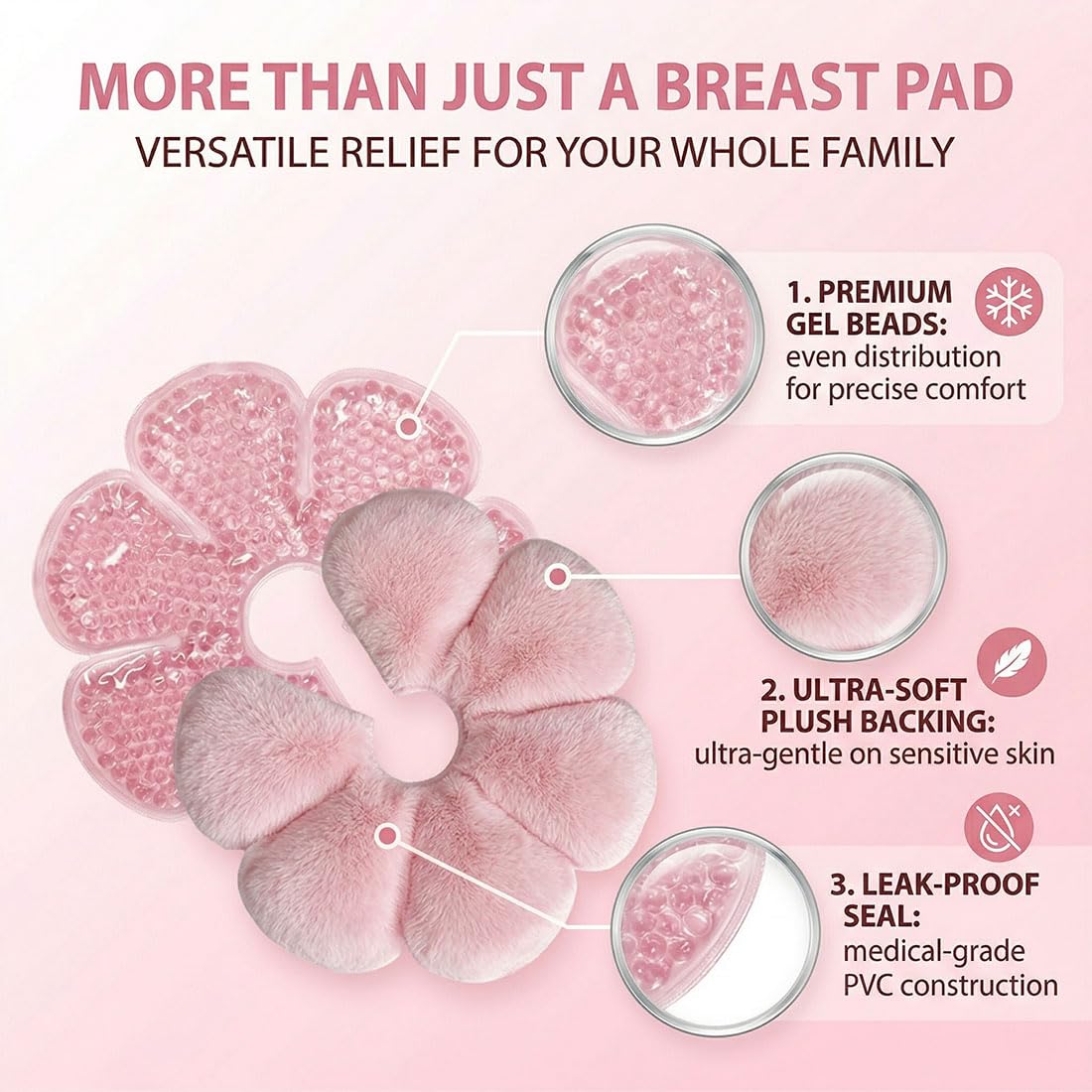 1 Pièce Bout De Sein Allaitement 3-En-1 Compresse Chaude-Froide Pliable Réutilisable Pour Grossesse Allaitement Rose