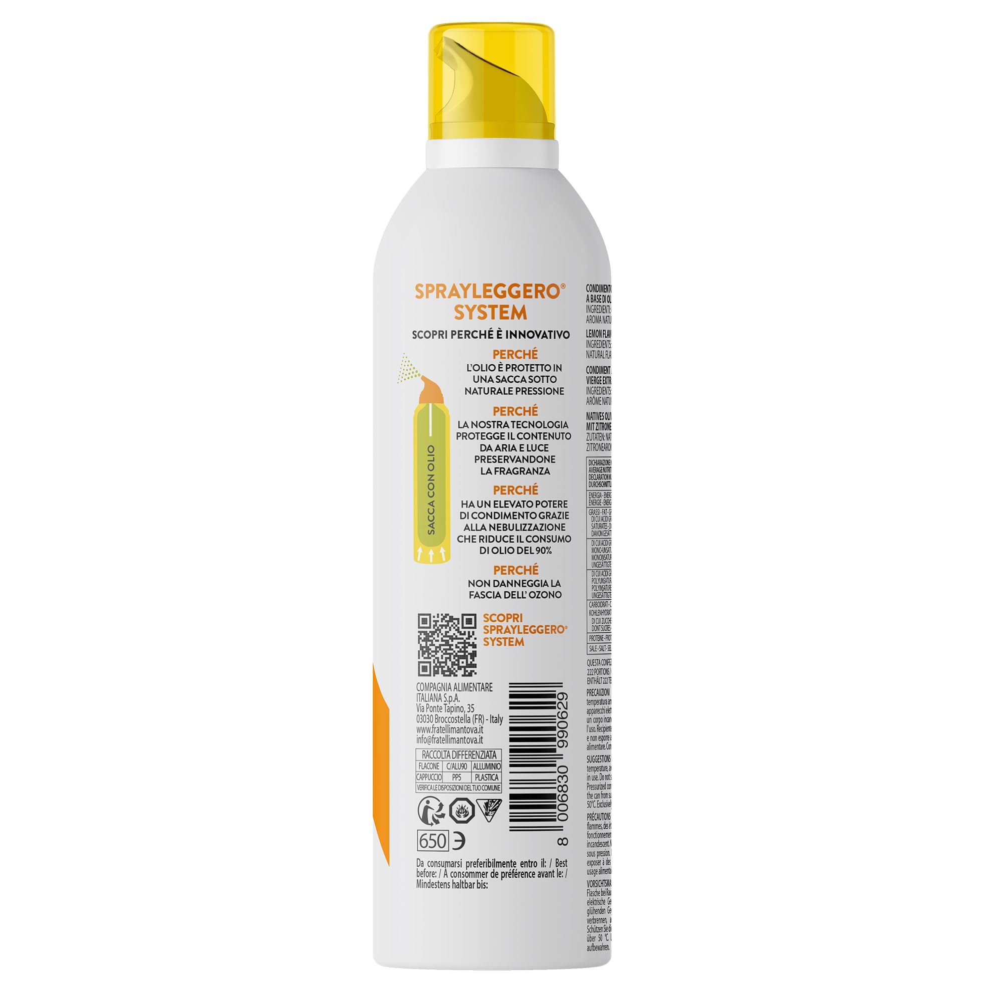 Limone Spray in Olio Extra Vergine di Oliva 6x400 ml- Olio Spray italiano – Sprayleggero – 100% Naturale,100% Leggero, 100% Facile - Con lo spray risparmi fino al 90% di prodotto - 4