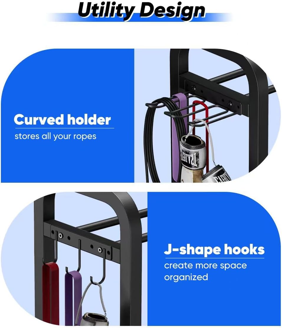 Adjustable Dumbbell Rack, Weight Storage Stand Holder for Dumbbells & Kettlebells, Heavy-Duty Home Gym Organizer with 6 Hook for Home Gym Equipment Accessories (Rack Only)