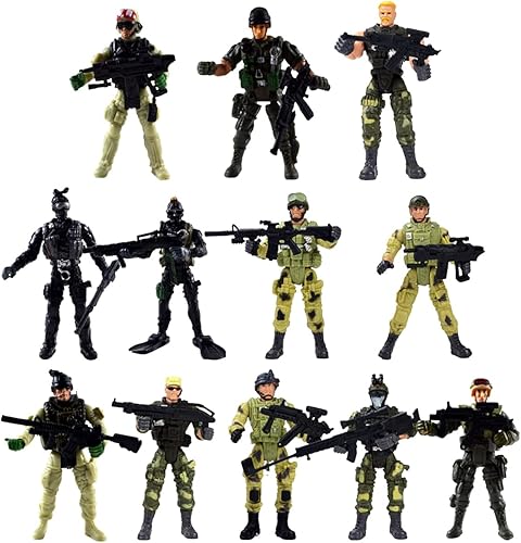 DC-BEAUTIFUL Paquete de 12 soldados militares Fuerzas especiales SWAT Counter-Strikes Modelo de élite móvil conjunta con arma