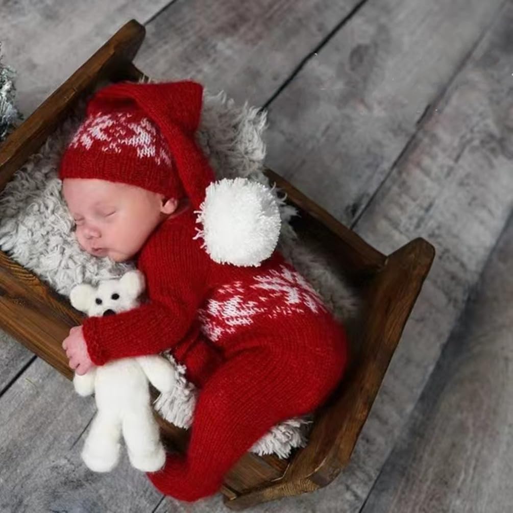 Newborn Photography Props Outfits Christmas Hat Leggings Infant Baby Boy Girl Photoshoot Costume