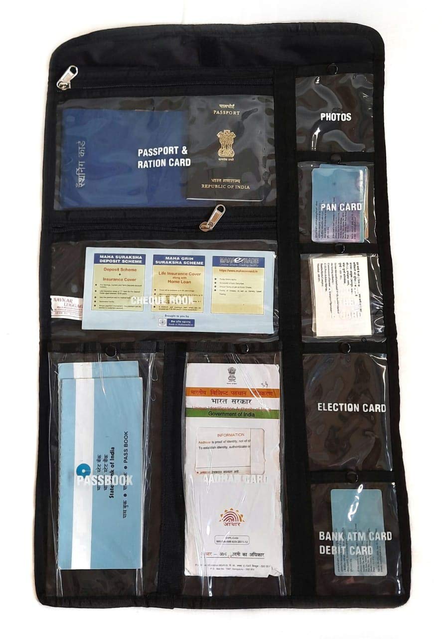 navkar multi utility document organizer for passport,aadharcard, voter id, credit cards,atm cards,document holder