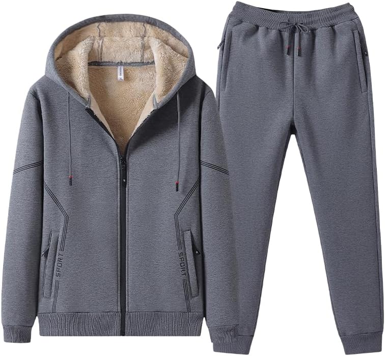 Lamb's Wool Cotton Hooded Sports Suit, Middle-aged, Plus Size, Padded, Warm, Cardigan, Men's Winter