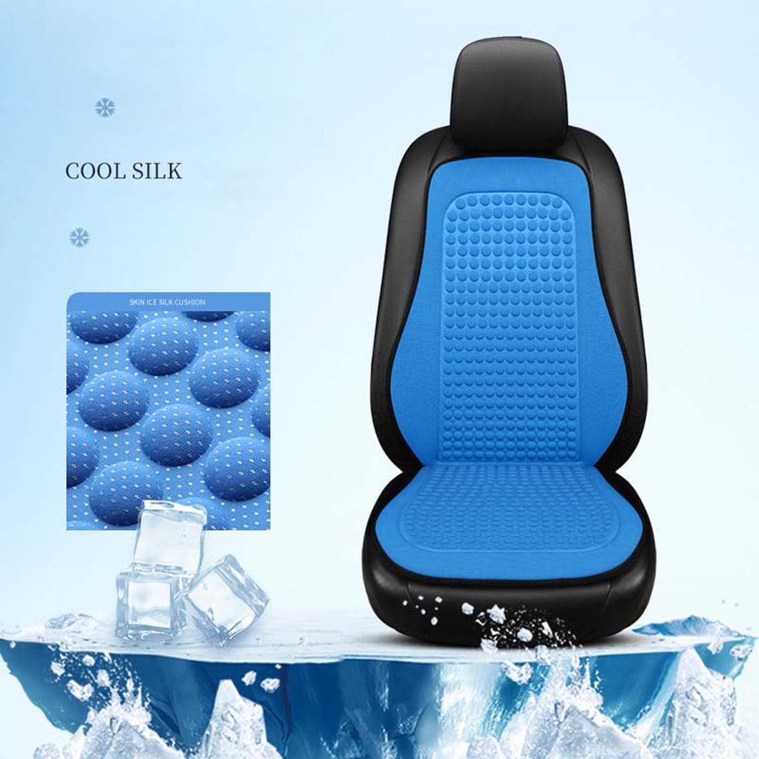 Cuscino per seggiolino Auto rinfrescante Estivo da 2 Pezzi per MG HS 2018-2024, coprisedili Anteriori Traspiranti per Massaggio Antiurto,B-Blue
