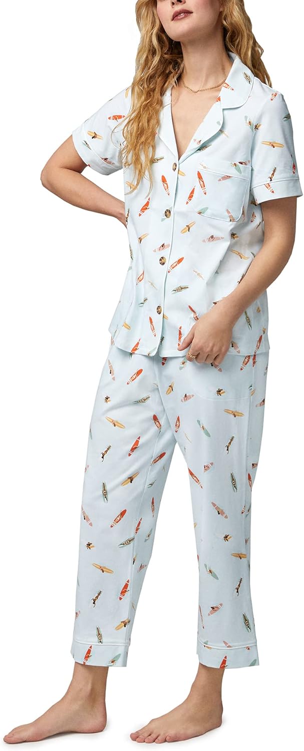 BedHead - Classic Stretch Cropped Jersey PJ Set - Retro Surf - Large - Image 2