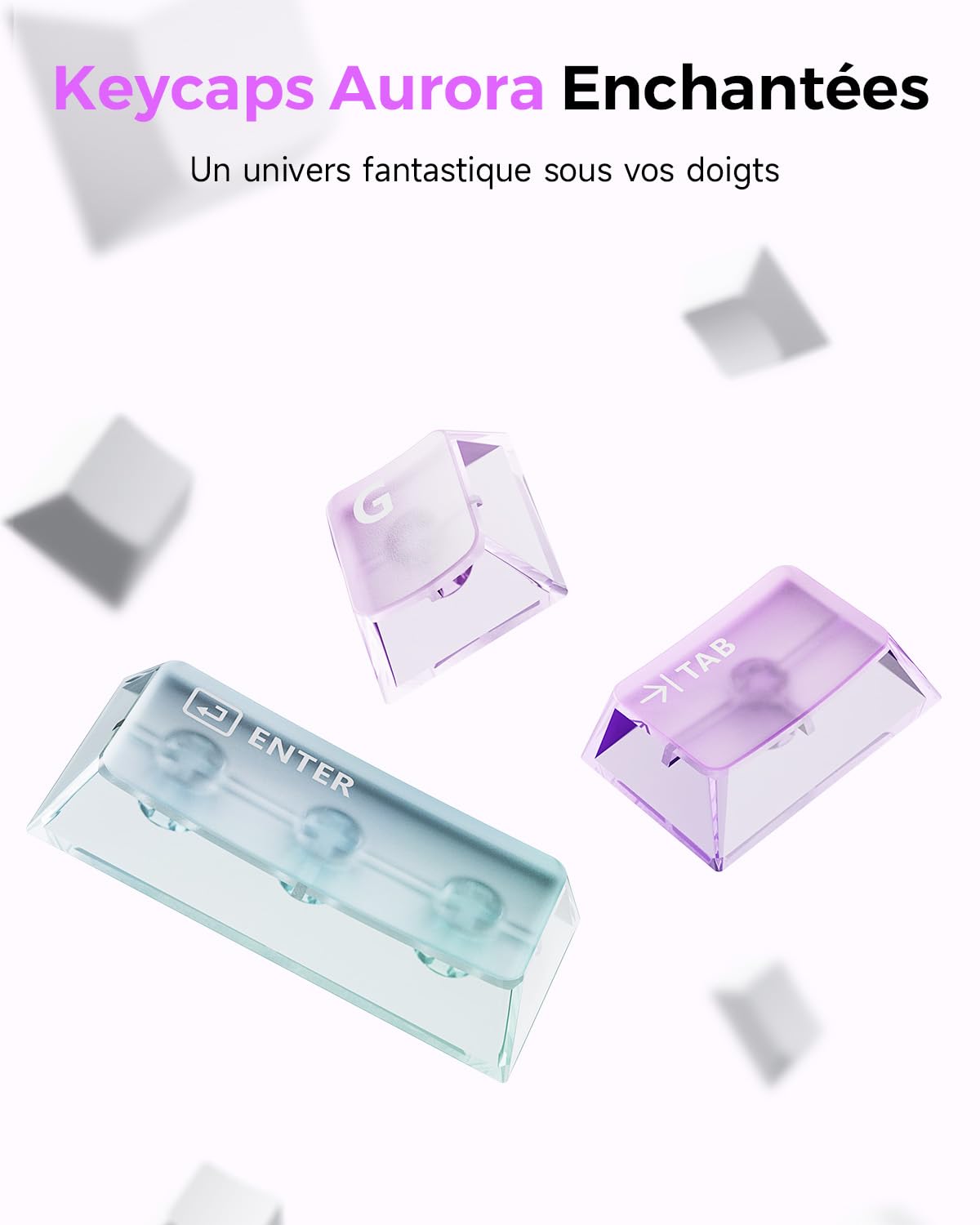 GravaStar Mercury K1 Lite Clavier Mécanique de Jeu avec BT5.0/2.4G /Type-C, 75% Gasket Clavier Gamer RGB Rétroéclairé, Commutateurs Linéaires Pré Lubrifiés, QWERTY (Crystal Aurora)