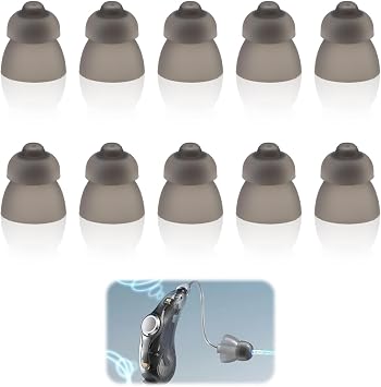 10 Pack Hearing Aid Domes for Phonak, Sound Amplifier Ear Pieces Double Layer Open Domes Washable Anti Static Silicone Earbud Tips Replacement Hearing Aid Accessories for Seniors (S, 9mm)