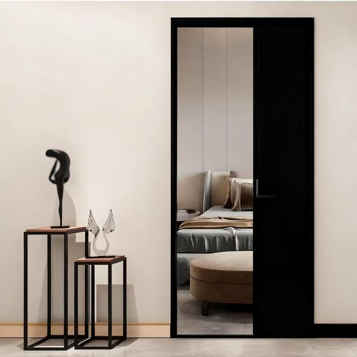 39x78 in Low-Track Telescopic Folding Door, Noise-Reducing and Heat-Insulating Accordion Door, Suitable for Kitchens, Bathrooms, and Wardrobes; Customizable Room Partitions Available.