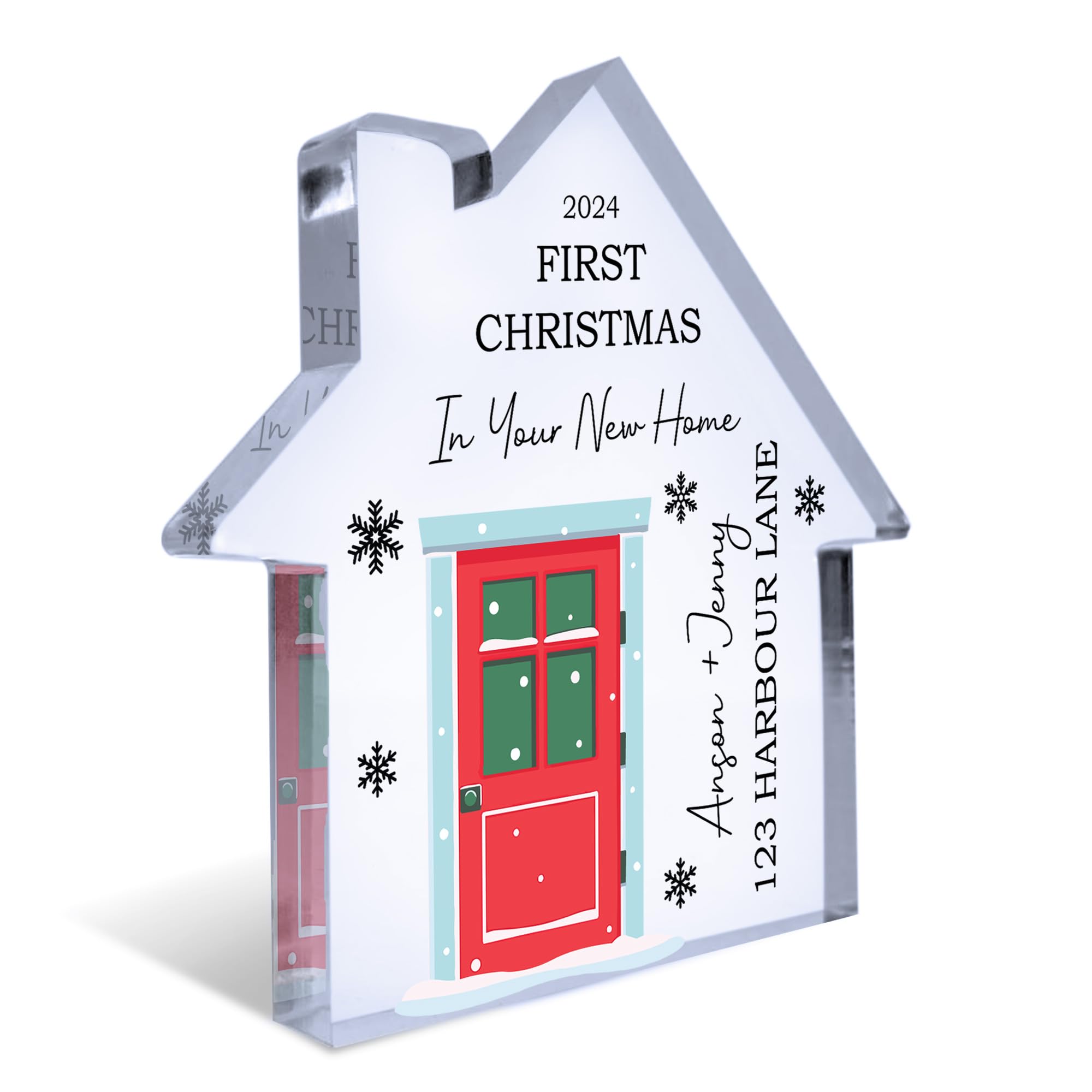 Red Ocean First Christmas In Your New Home Christmas Ornament, New Home Gifts For Couple Friends Family, Personalised Christmas Ornament Gift, Acrylic House Family Plaque, Housewarming Gifts