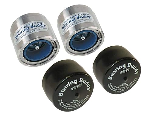Bearing Buddy Protectores de rodamientos de acero inoxidable (1.980 pulgadas de diámetro) con control automático con brasieres, par