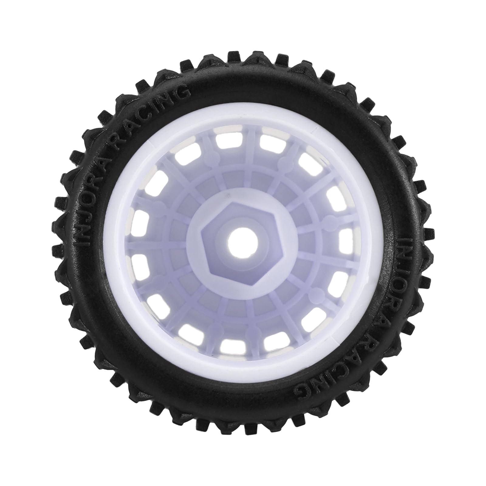 INJORA Pre-mounted Pin Buggy Tires & Wheels for 1/28 Losi Micro-T,4pcs, White - Image 4