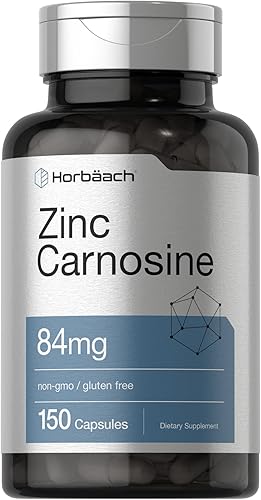Horbäach Suplemento de zinc y carnosina | 84 mg por cápsula | 150 unidades | Sin OMG y sin gluten