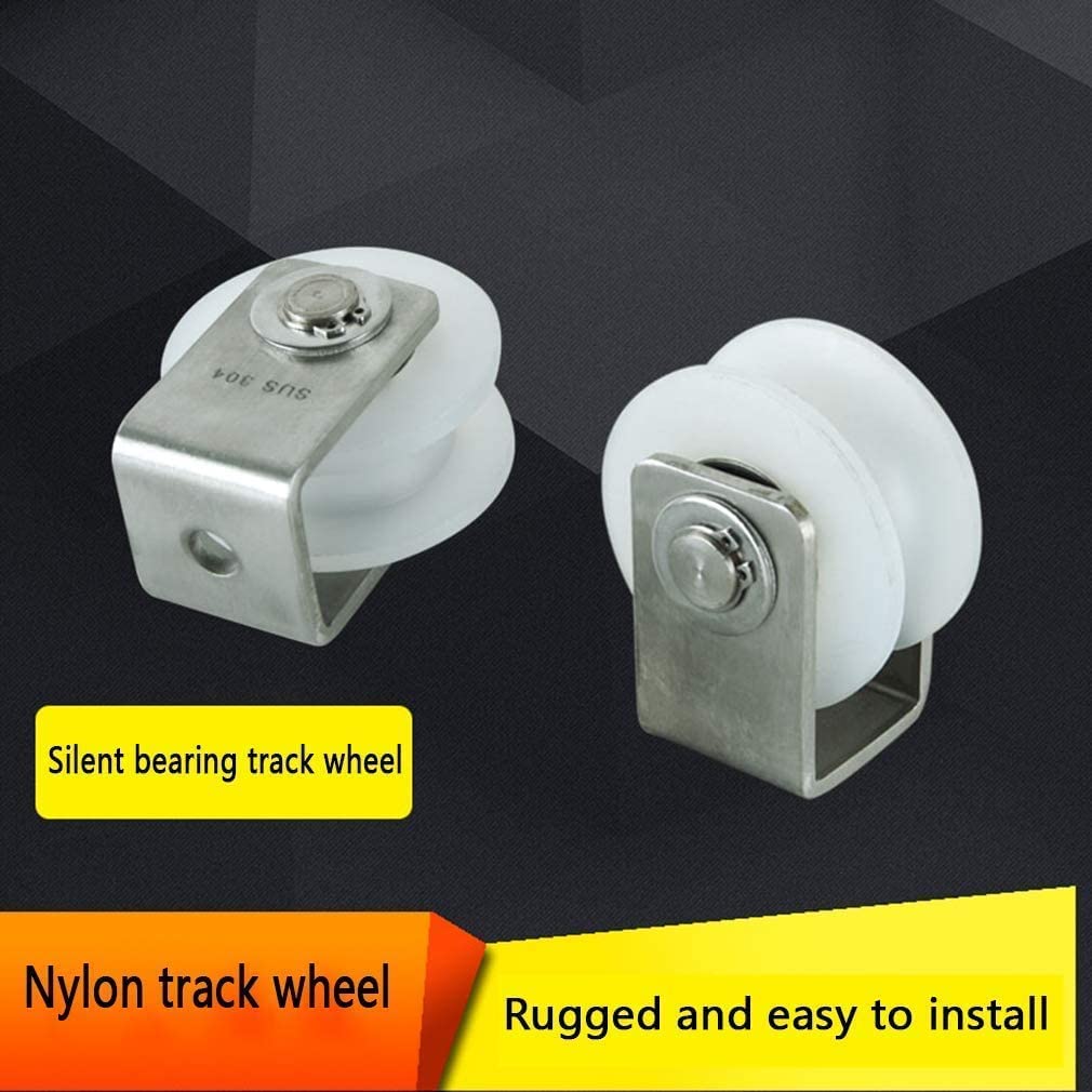 BAtlam Bürorollen Nylon-Rillenrad, Schiebetor-Laufrolle mit Halterung aus Edelstahl 304, starre Schwerlastrollen, für umgekehrte Schiene, Industriekarren, Drahtseilschienenrollen (Farbe: V-ty (H typ