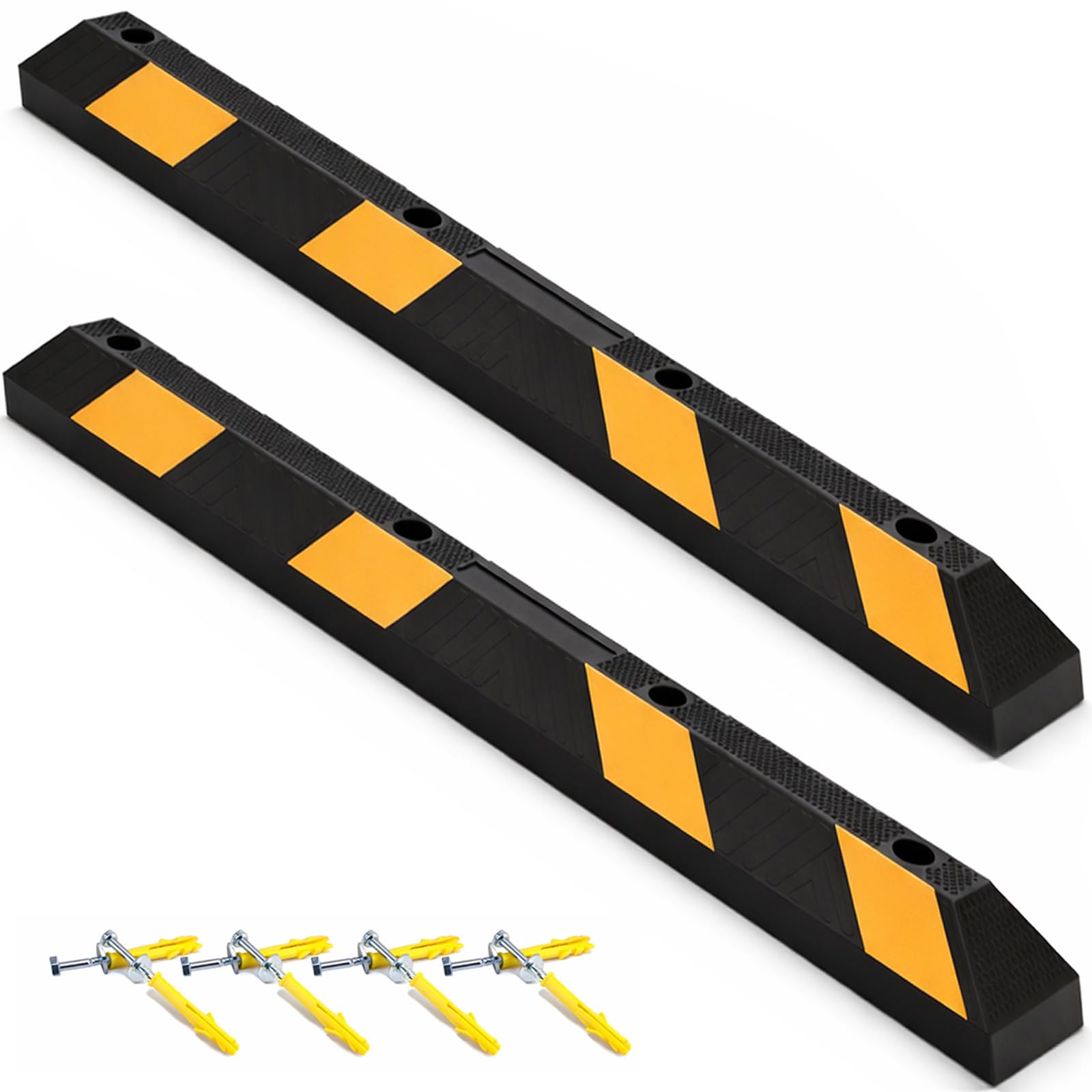 BESEA 72 Inch Rubber Parking Stop，2 Pack Wheel Stop for Garage &amp; Driveway