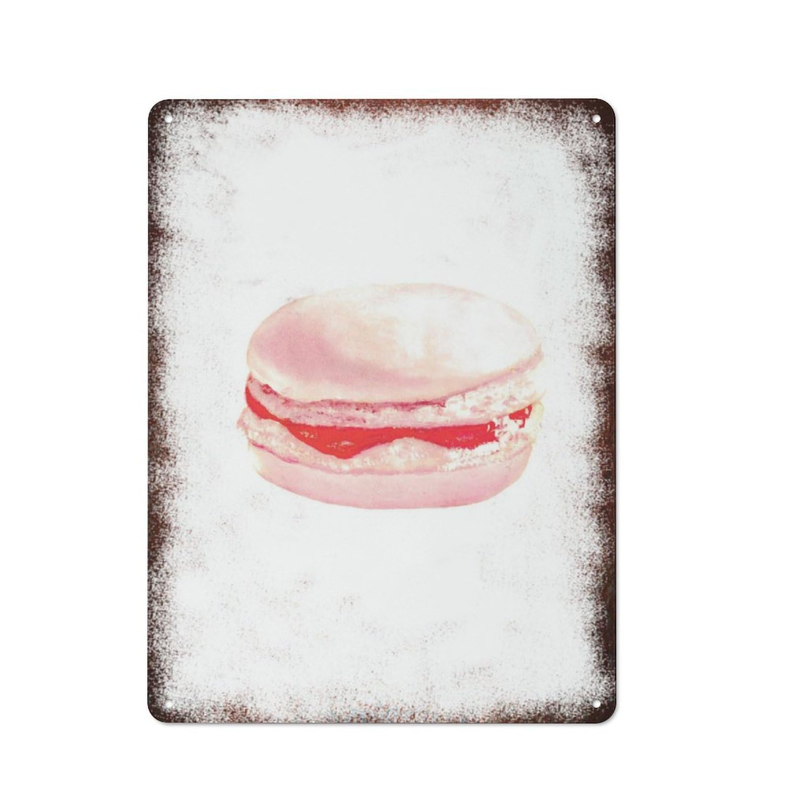 peiyeety Metal Tin Sign Pink Macaron Pattern Vintage Rustic Wall Art Kitchen Bathroom Bedroom Living Room Cafe Farmhouse Entryway Office Garage Home Bar Laundry Room Porch Patio 6x8 Inch