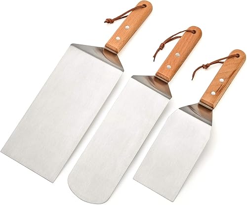 Miniatura 5 de Stanbroil Juego de espátulas de acero inoxidable para parrilla Blackstone y Camp Chef, espátula larga de metal y girador de hamburguesas para