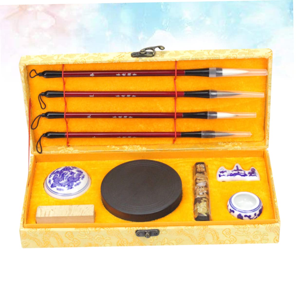Uonlytech Strumenti Per Scrittura Cinese Pennello Per Calligrafia Inchiostro Carta Per Inchiostro Accessori Per Calligrafia Idea Regalo Per Principianti