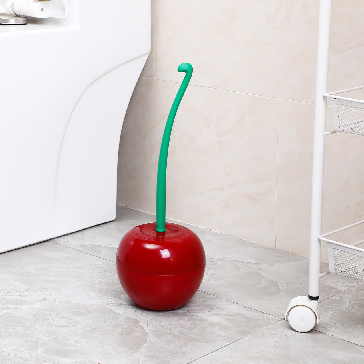 Cabilock Escobilla De Baño con Tazón De Soporte: Limpiador Creativo De Herramientas De Limpieza De Baño Y Base De Herramienta De Limpieza De Baño Doméstico con Forma De Cereza para Inodoro