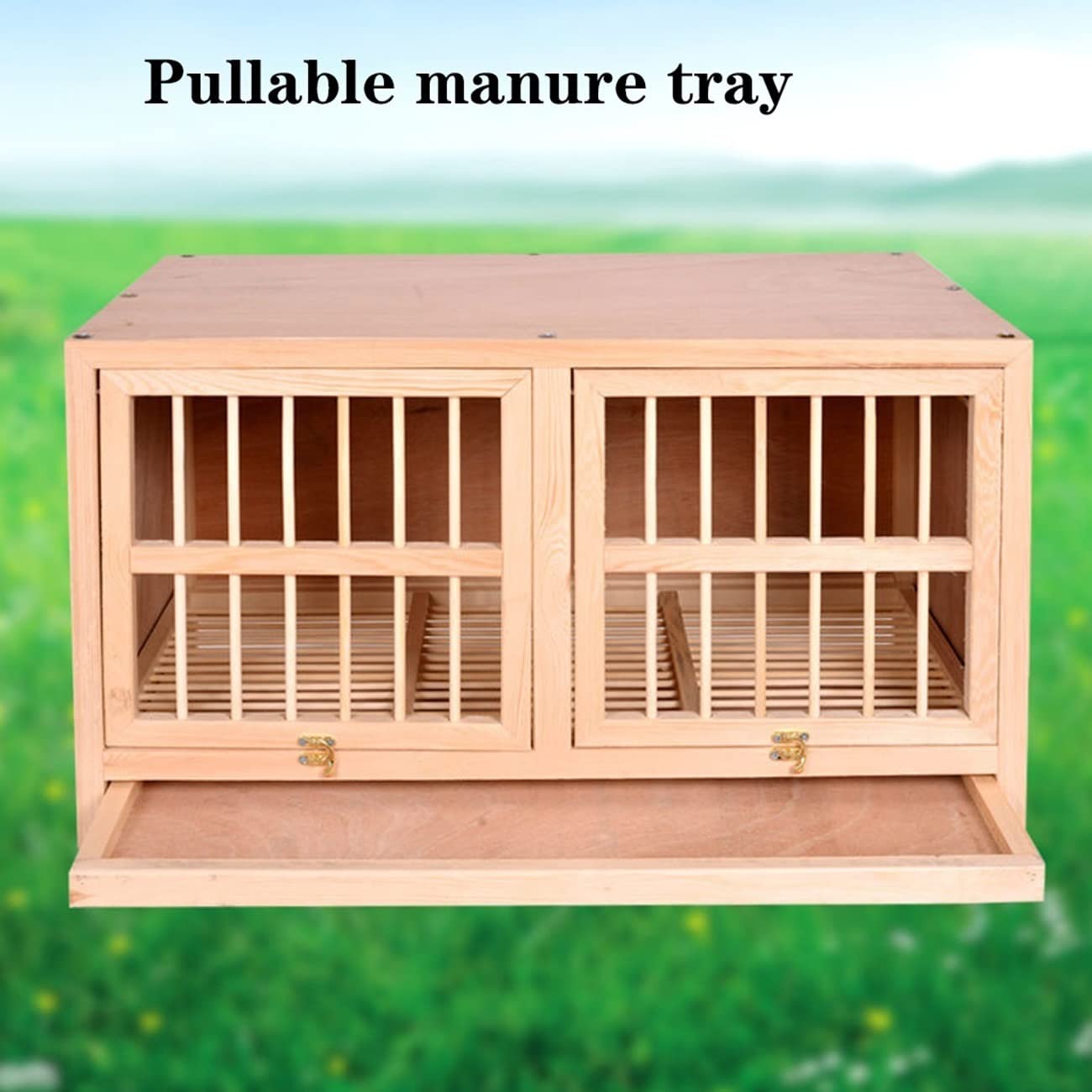 Hábitat De Animales Pequeños Jaula para Conejos con Bandeja Arena para Gatos De Interior Y Exterior Caja Nido De Palomas Jaula De Cria Suministros De Mascotas (Color : Wood Color, S : 90 * 45 * 50cm)