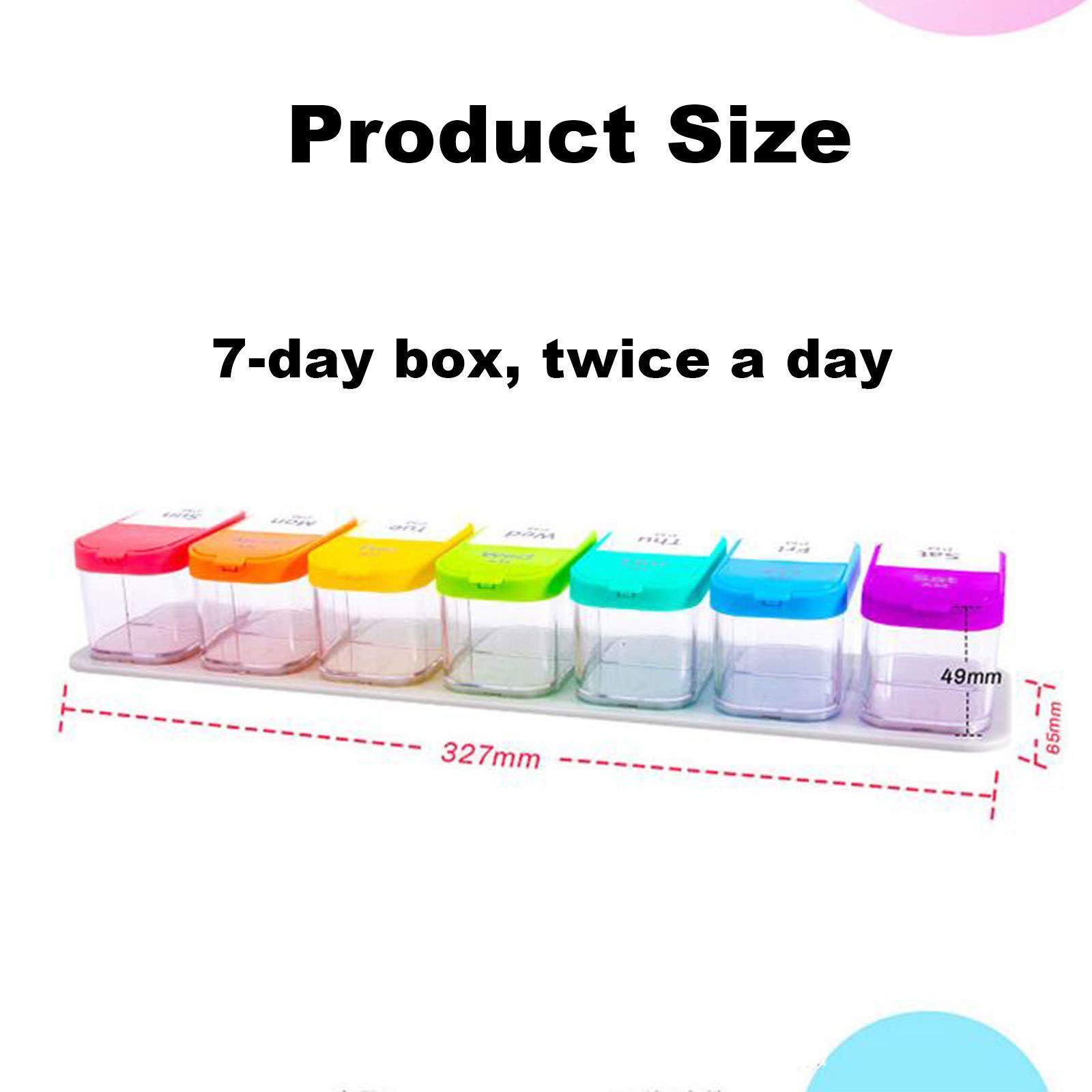 Pastillero Organizador De Dispensador De Medicamentos Semanal De 7 Días, Pastillero De Arco Iris 2 Veces Al Día Dispensador De Medicamentos Portátil Semana para Viajar A Casa