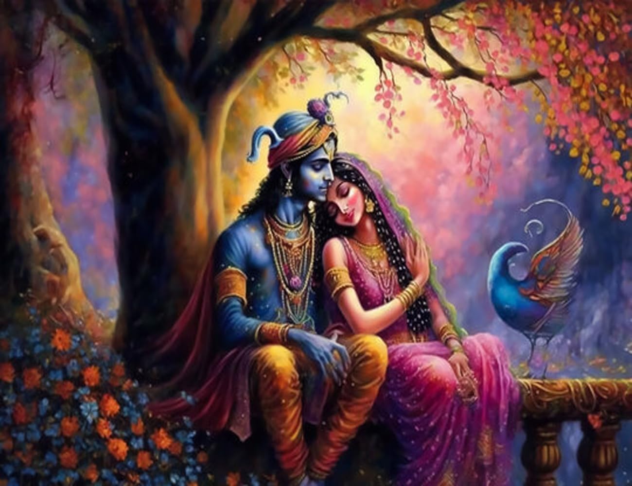 Radha Krishna Trendy Modern Art Self Adeshive Home Decorative Gift Item Wall Painting for Living Room/Dining Room/Temple House/Waterproof with Sparkle Shaded maded Wallpaper[36x24 inch] (B0CKZ2H62G) Amazon Price History, Amazon Price Tracker