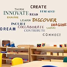 TOARTi Classroom Wall Decal,Colorful Words Wall Stickers, Creative Wall Art Share Discover Dream Imagine Vinyl Sticker for Kids Classroom Playroom Decor