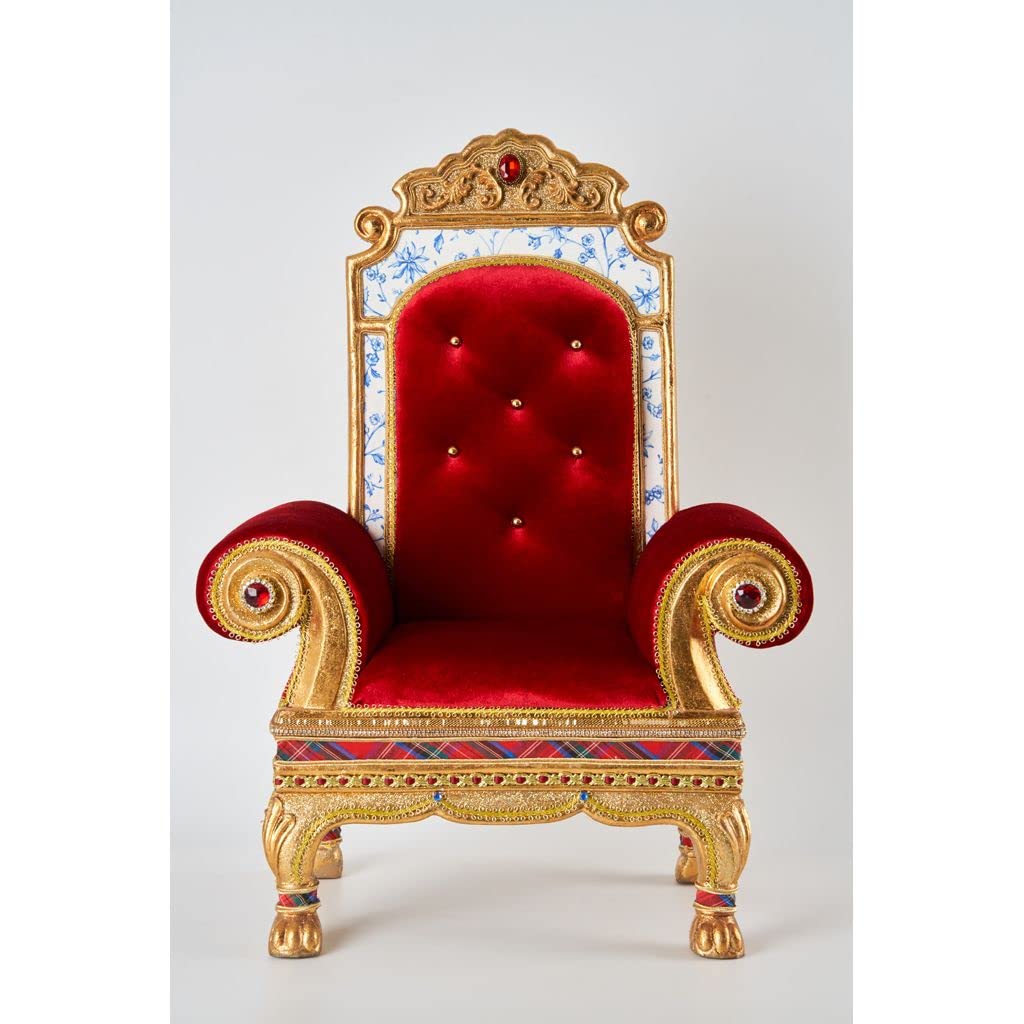 Katherine's Collection 2022 Chinoiserie Santa Chair Figurine, 14.75"x8"x20" Red Resin