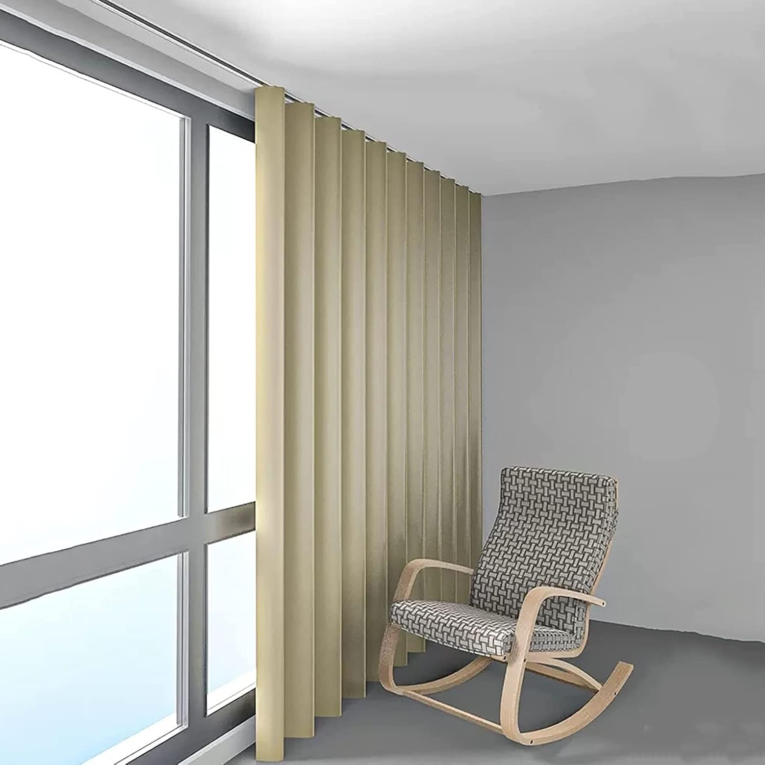 Ceiling Mount Ultra-Thin Mute Rail for Heavy Curtains/French Doors/Nursery/Office/Studio,Concealed Embedded Curtain Track, 3.3ft-32.8ft Long(Black,9m/29.5ft)