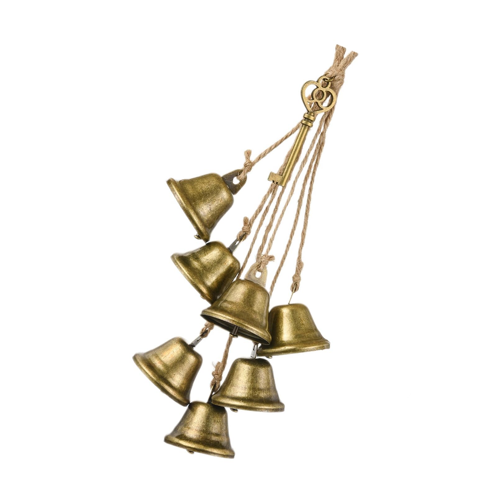 Artistic Copper Bells with Wooden Beads Hanging Ornament for Indoor and Outdoor Holiday Festival Decoration Home Deck Ornamentation