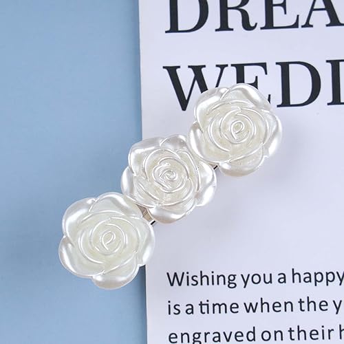 Miniatura 2 de Yheakne Broche de pelo bohemio con diseño de flores de camelia para el cabello pasador de flores plateadas elegante clip para la cabeza accesorios