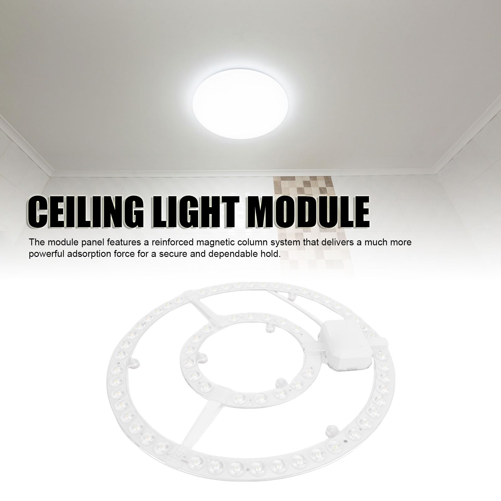 Bewinner Kit de Adaptación del Motor de Luz LED de 12.01 Pulgadas, Módulo Redondo de Luz de Techo LED Módulo de Luz de Techo de Alto Brillo de Luz Blanca Panel de 72 W para Reemplazo