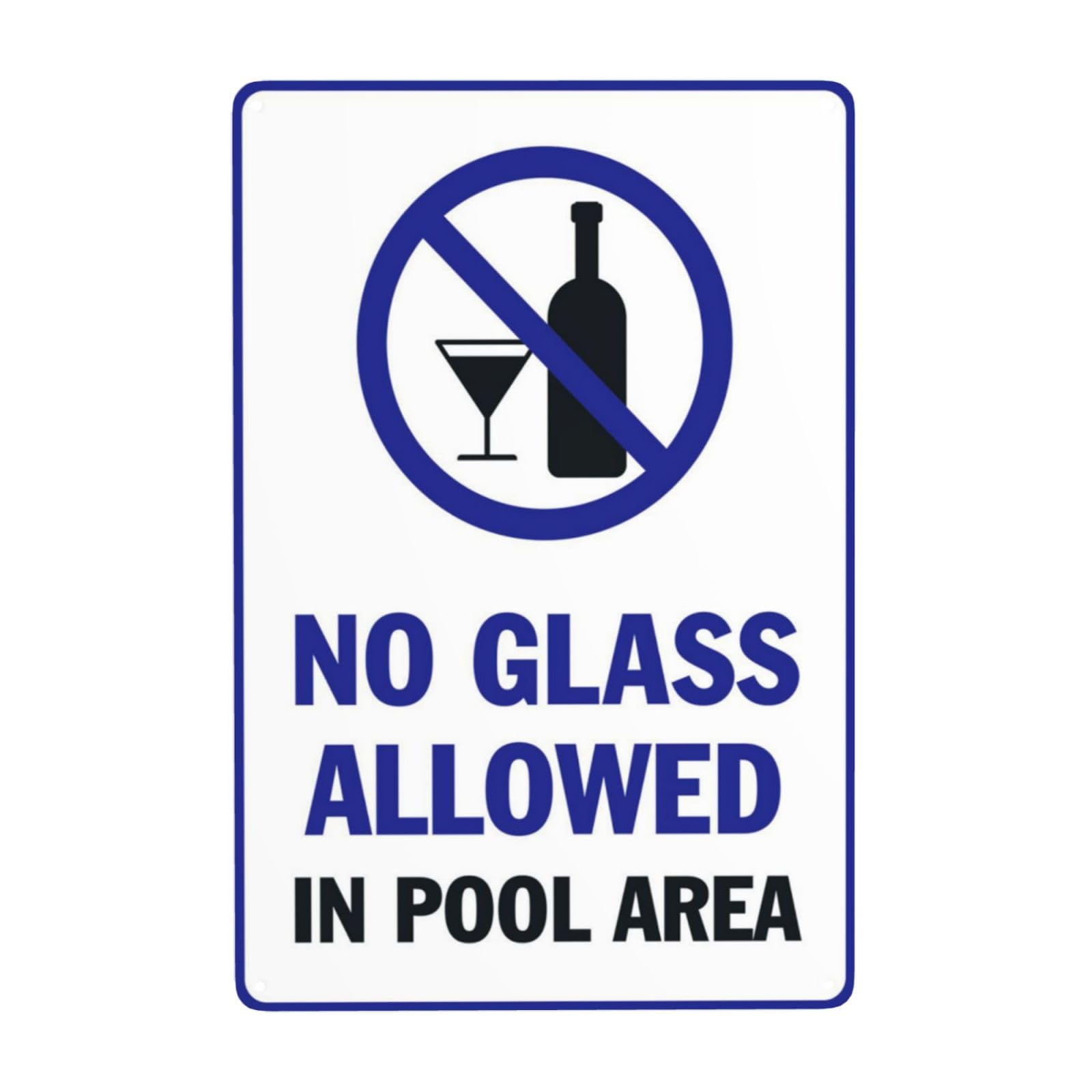 Site Norm Vintage Pool Reminder Sign, Repeat Regulation Forbid Glass Goods Entering Swimming Pool Activity Area 8x12 Inch