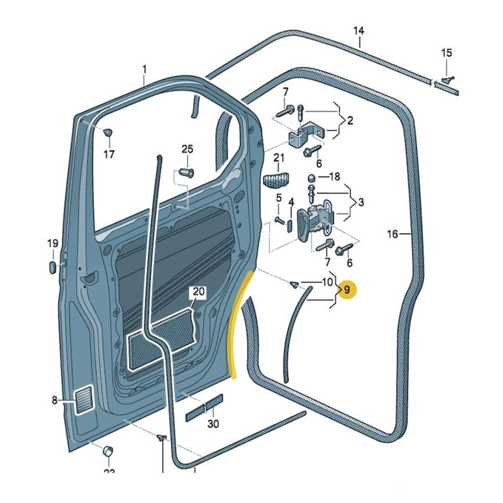 Ön Sol Çamurluk Kapı Ara Fitili 7H0837565A VW Caravelle T6 ile uyumlu 2016-2019