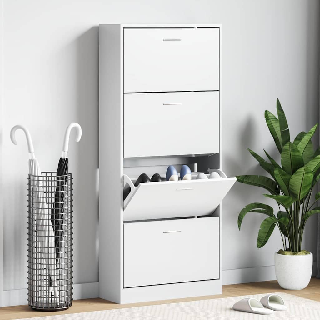 Armoire à chaussures en bois blanc aux finitions soignées