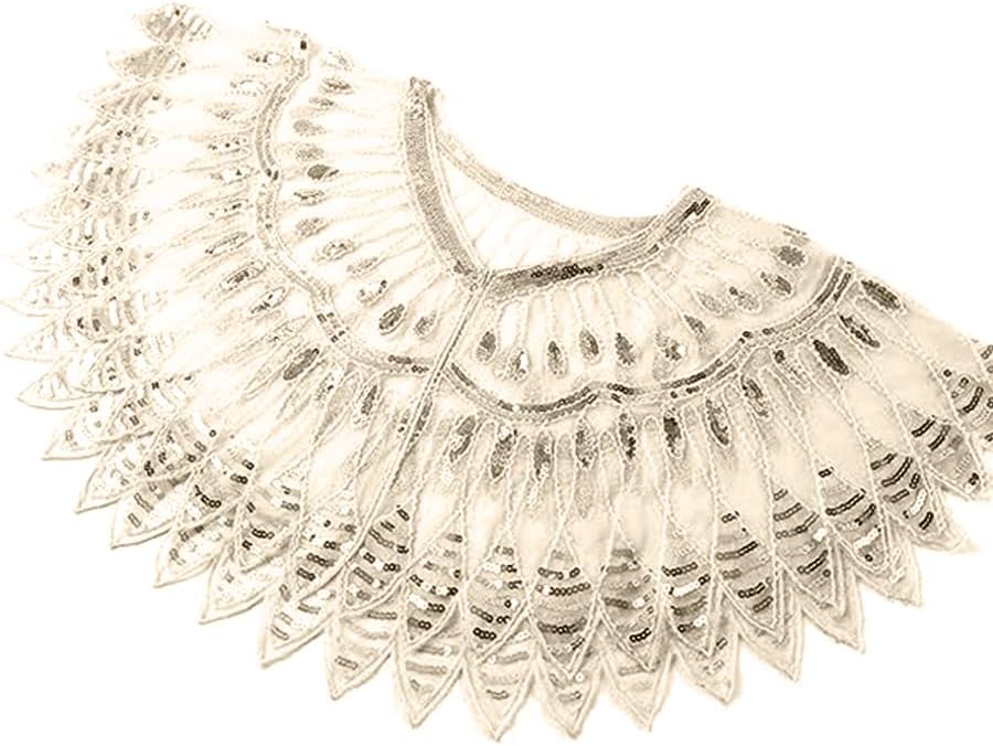 Metme Women's 1920s Scarf Wraps Sequin Deco Fringed Wedding Cape Evening Shawl Vintage Prom - Image 4