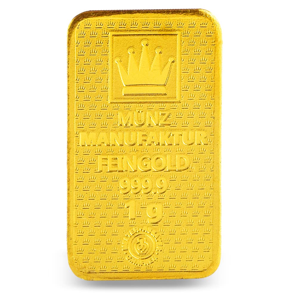 1g Gold-Barren Gold-Plättchen, 999.9 Feingold LBMA Zertifiziert, Echtheitsgarantie + Albellion® Kugelschreiber gratis