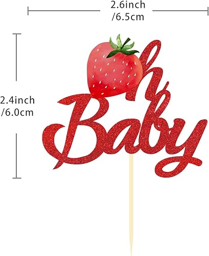Miniatura 7 de 24 piezas de decoración de cupcakes Sweet One Strawberry One para cupcakes temáticos de frutas de verano, baby shower, niños, primer cumpleaños,