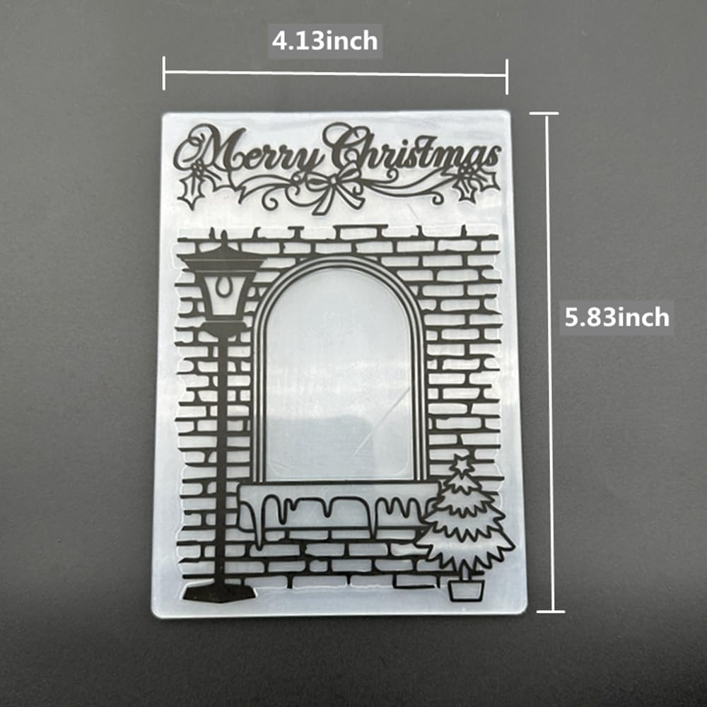 3D Plastic Embossing Folder Template Christmas Window Frame Texture A6 Size for Card Making DIY Scrapbooking Paper Crafting Handmade Crafts Scrapbooking Arts Supplies Scrapbook Decor