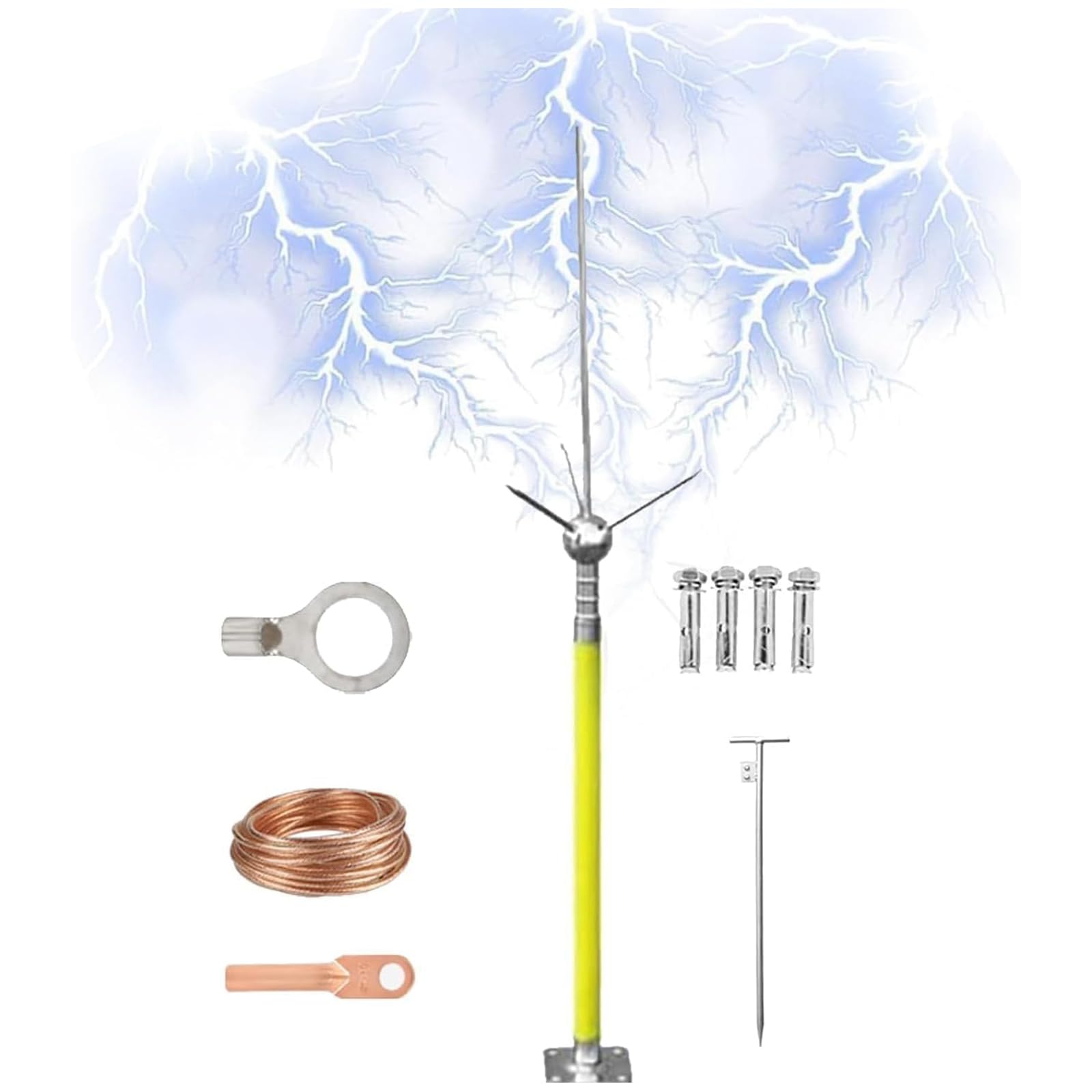Parafulmine, Kit Parafulmine Isolato, Parafulmine per Tetto, Dispositivi di Protezione Antifulmine Rimovibili, Kit Parafulmine, per Tetti di Fabbriche, Scuole E Torri