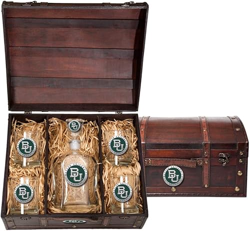 Alabama Capitol - Juego de baúl  Recipiente de líquido de 24 onzas con 4 vasos de agua  Vidrio de peltre elaborado por expertos