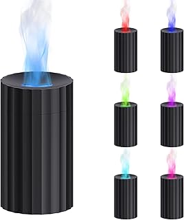 Holwim 7 Colors Flame Aromatherapy Diffuser, 100ml Essential Oil Diffuser Mini Humidifiers Portable Humidifier with Waterless Auto-Off Protection for Bedroom, Home Office, Trip, Yoga (Black)