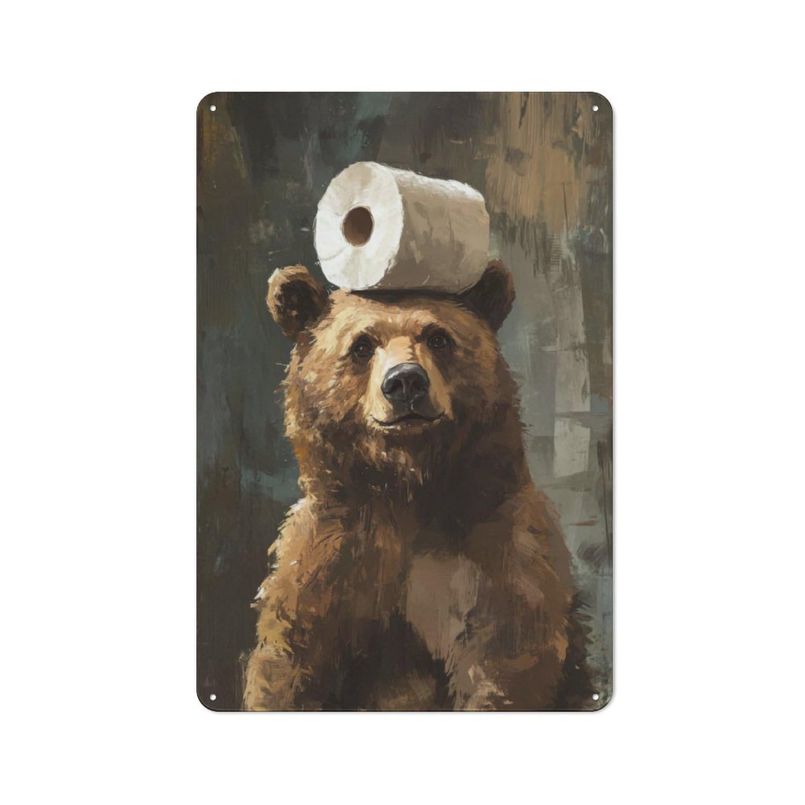 Junmoney Bear With Toilet Paper Retro Metal Wall Sign 30X20cm For Man Cave Or Games Room, For Man Cave Decor Fans Refreshing A Room In Autumn