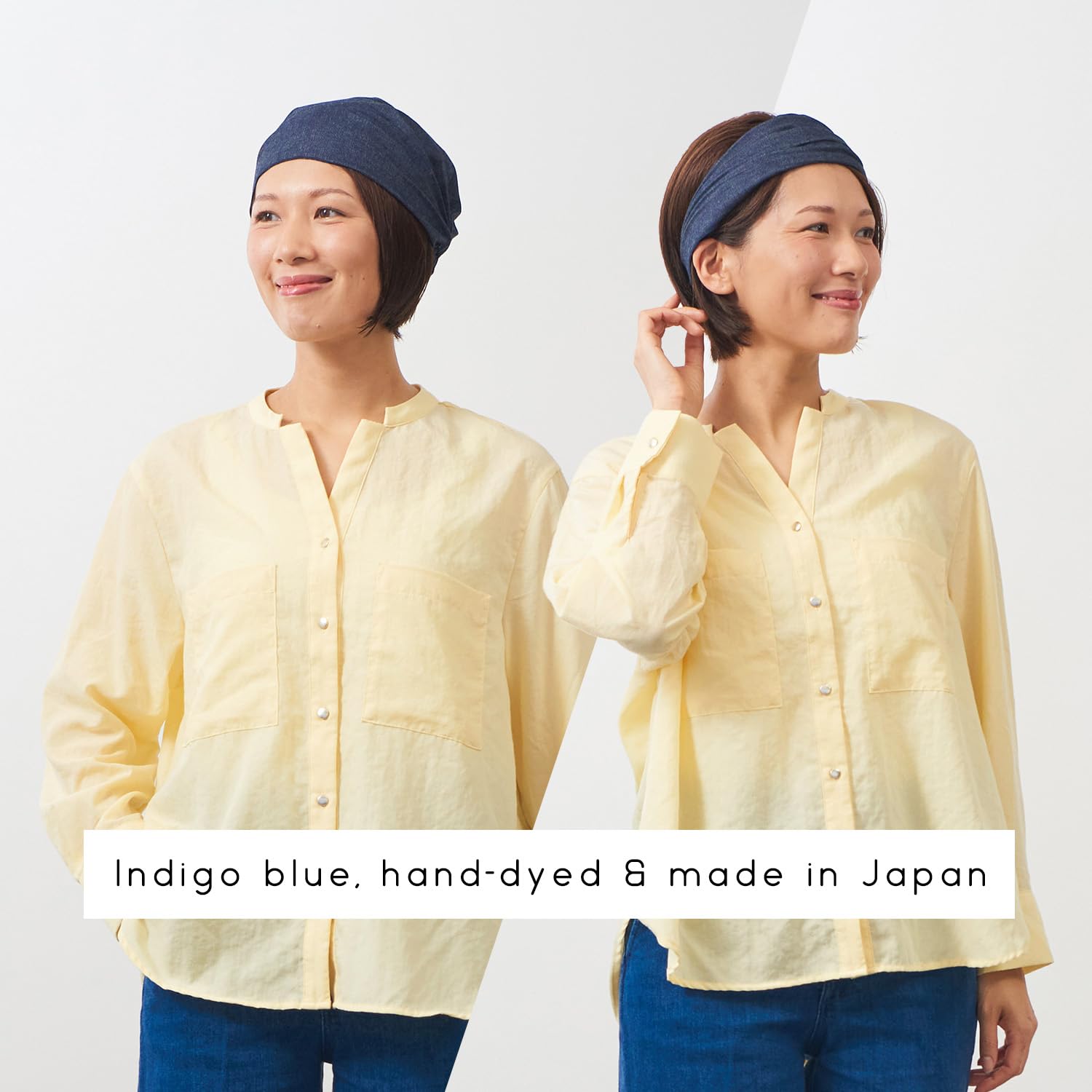 Japanese Denim Headband for Men & Women, 100% Cotton Head Scarf Hair Bandana, Hand-dyed Boho Jean Bandeau for Daily Fashion Indigo M - Image 4