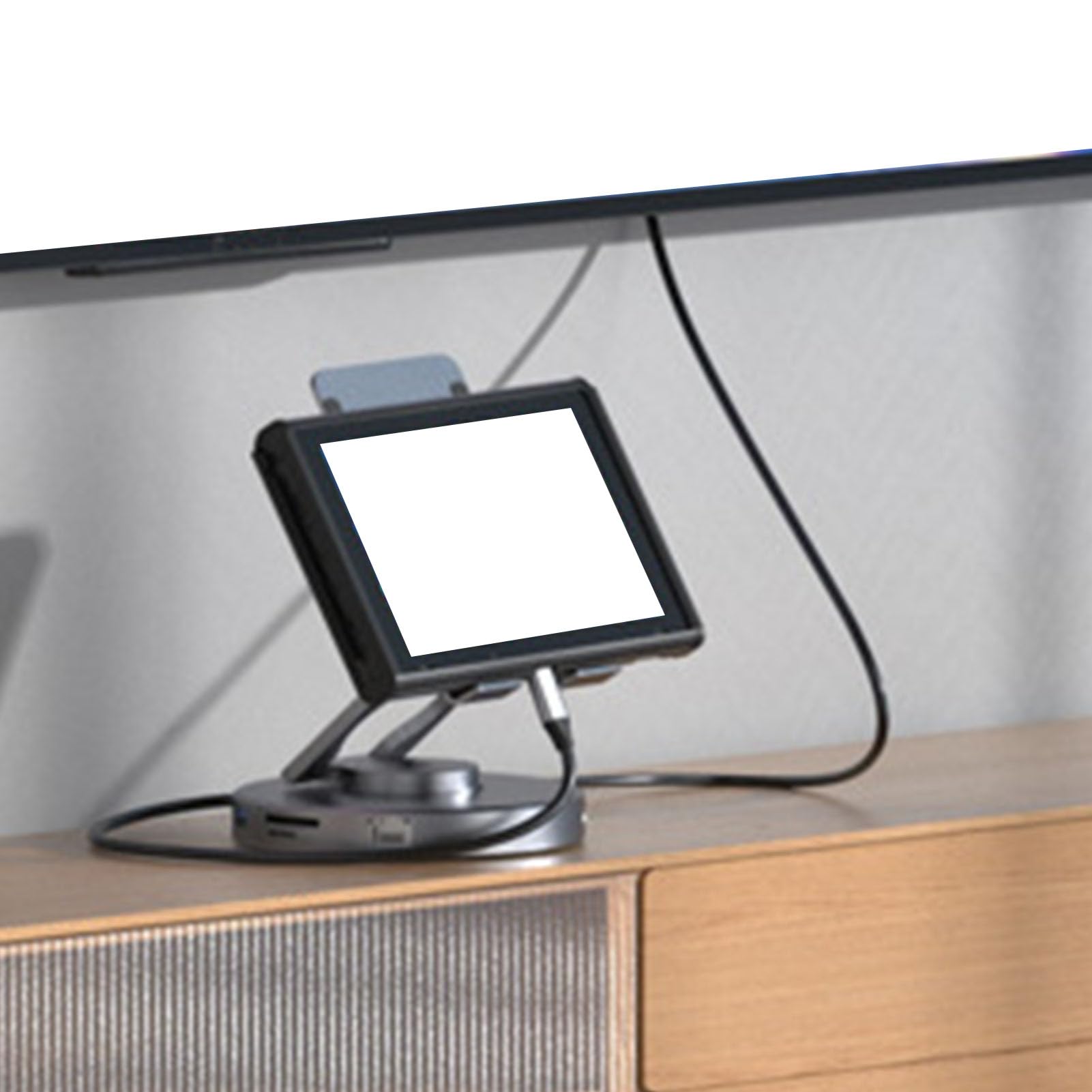 Hidyliu Supporto per Tablet Regolabile con Hub USB C 4K 10 in 1 per Dispositivi IOS e Lega di Alluminio