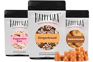 Happy Wax Fragrant Holiday Treats Soy Wax Melts - Peppermint Bark, Gingerbread, Snickerdoodle