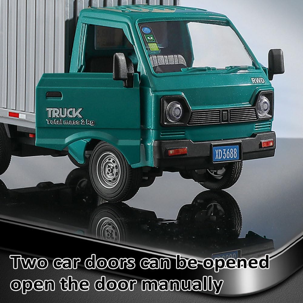 Advisian store Remote Control Car RC Kei Truck,1:16 Scale Transporter Pickup, 2.4GHz All Terrain RC Transport Cars with Spray & Light Toy Best Gifts for Kids (RC Transporter Truck - Green) 4