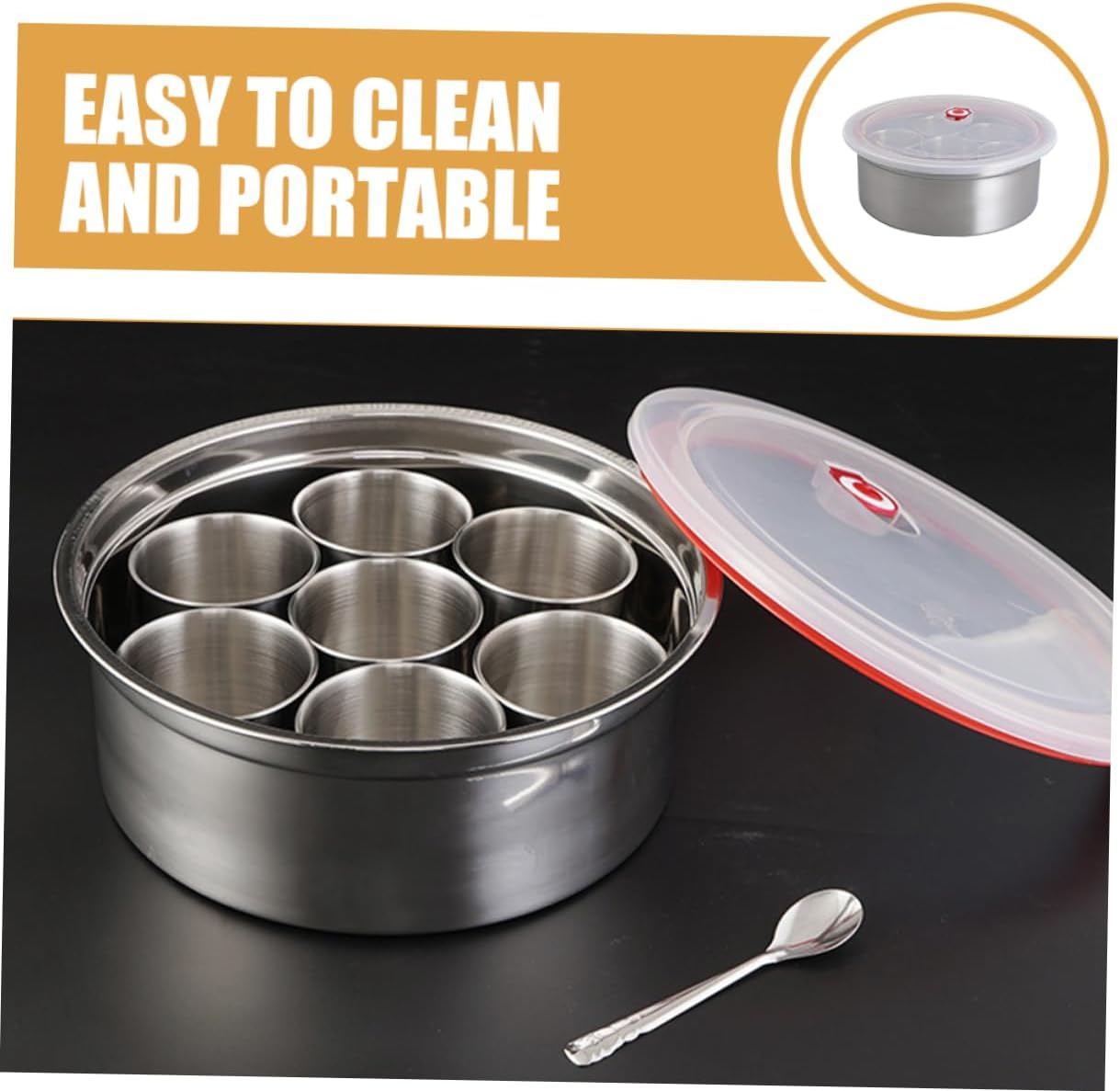 1set Stainless Steel Condiment Container for Kitchen Seasoning Canister Lid Compact Spice Box for Salt Pepper and More for Home and Restaurant Use