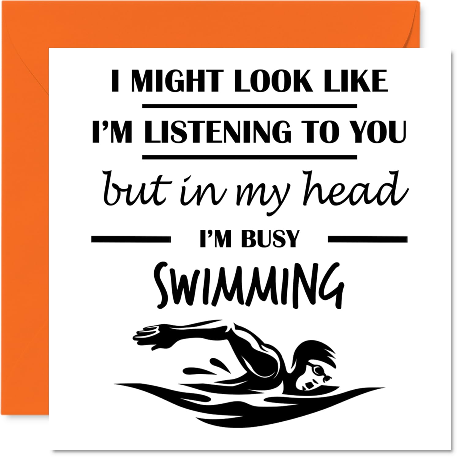 Swimming Birthday Card for Men Women - In my Head - Happy Birthday Card for Grandma Cousin Neighbour Daughter, 145mm Bday Greeting Cards